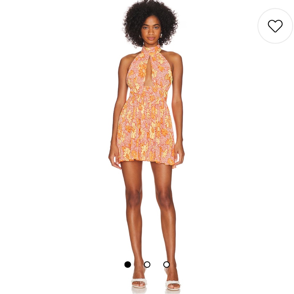 NEW Camila Coelho Hedi Cutout Halter Mini Dress in Orange Floral